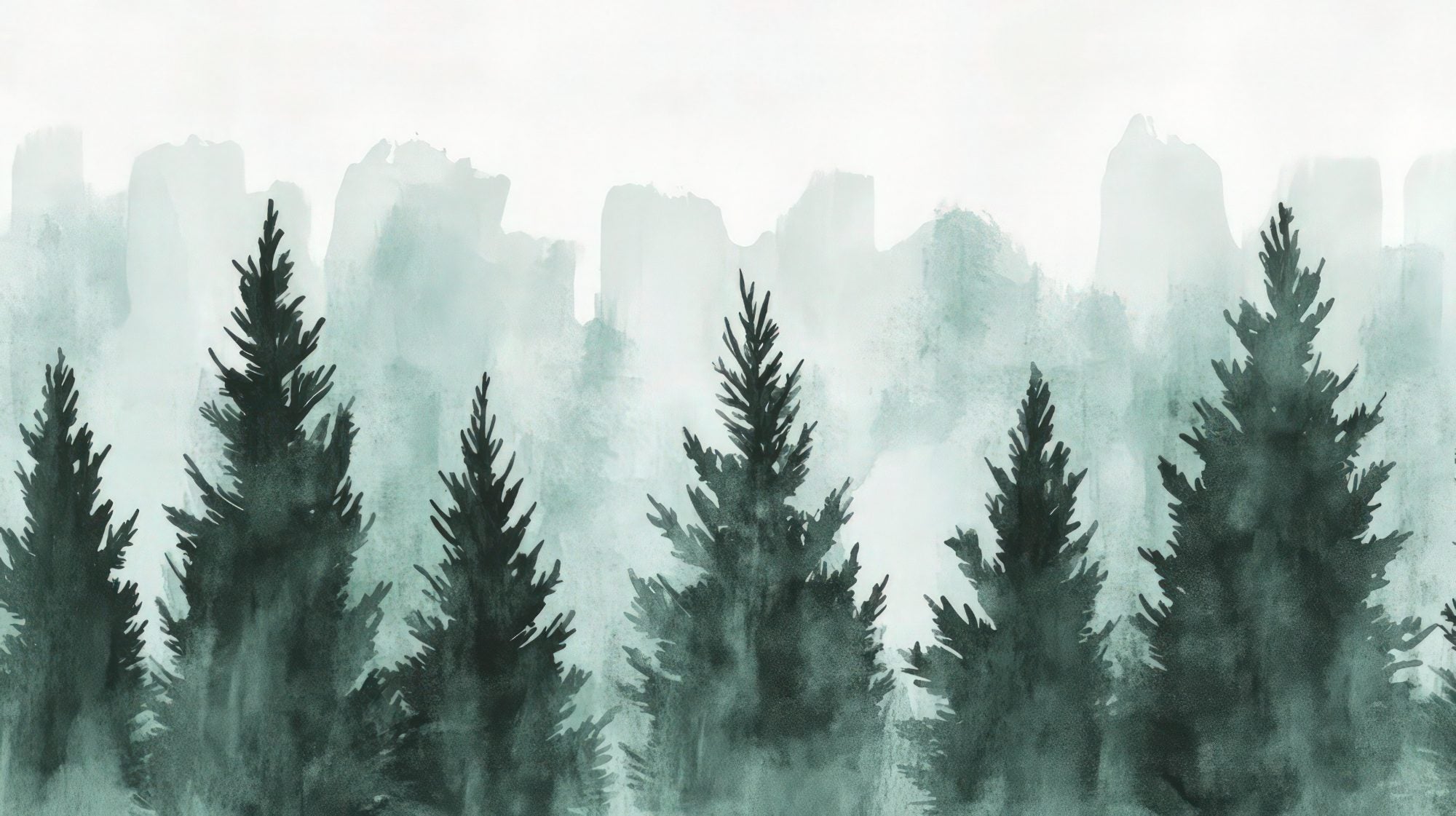 Misty treeline watercolor